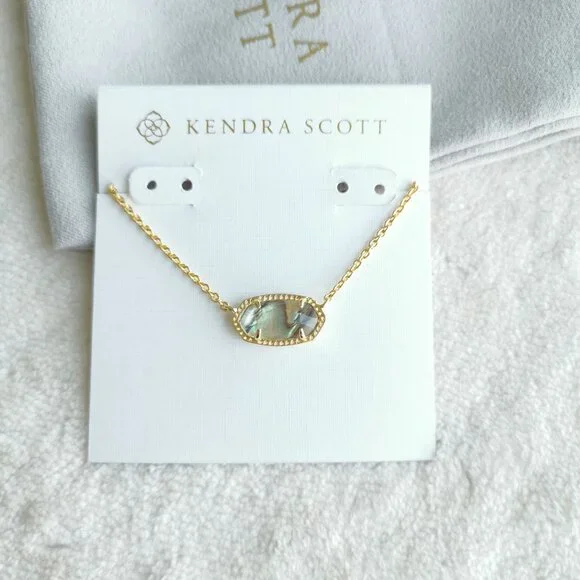 New Kendra Scott Gold Necklace - Elisa Abalone Shell - Picture 1 of 4